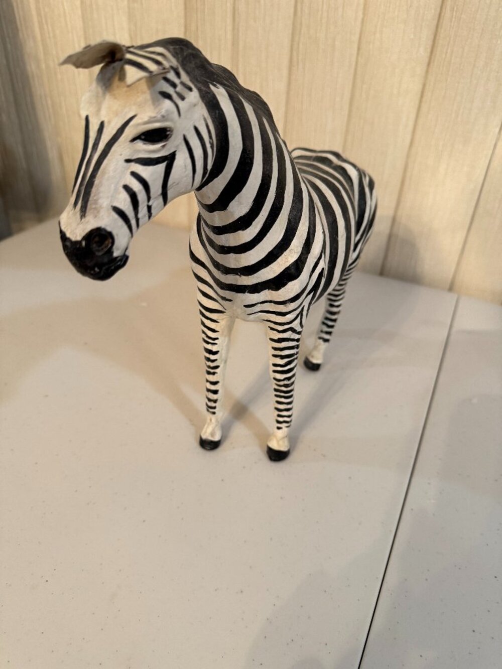 Vintage Safari Leather ZEBRA, Statue Figurine RARE